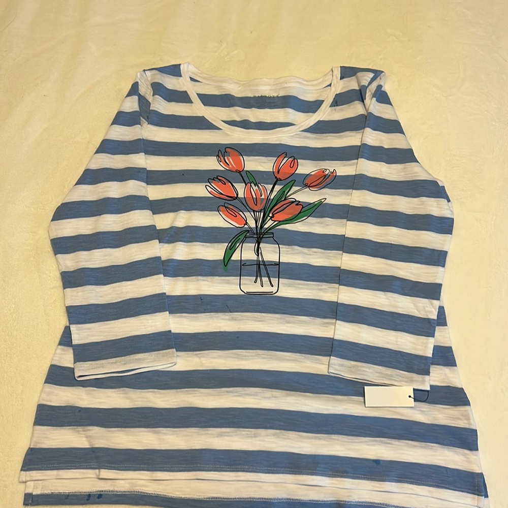 Talbot long sleeve tee shirt blue and white stripped